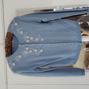 Storybook Knit Pearl and Beaded Sweater LIght Weight